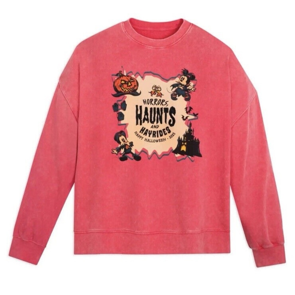 Disney Red and Black Haunted Crew Neck Sweater